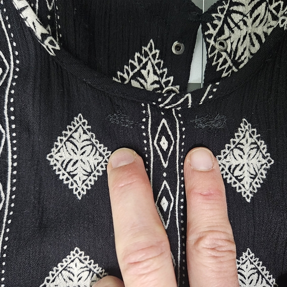 Amuse Society Ashby Dress Black and White Print Flowy Festival Grommets - Picture 13 of 15